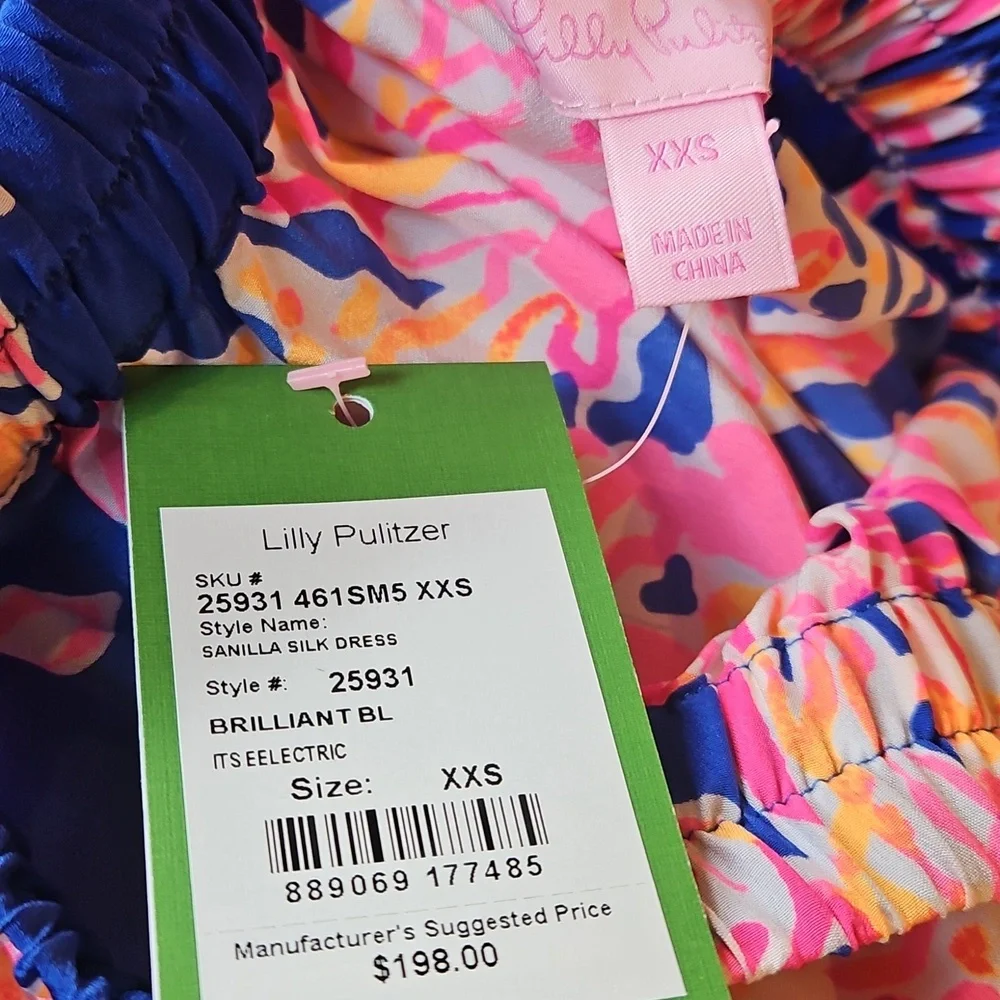 lilly pulitzer sanilla silk dress Lilly Pulitzer Silk Off Shoulder Sanilla Dress Its Electric Floral Sz S